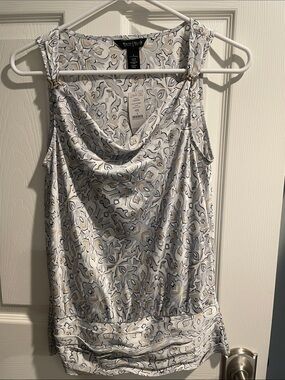 White House Black Market White Floral Cowl Neck Sleeveless Camisole